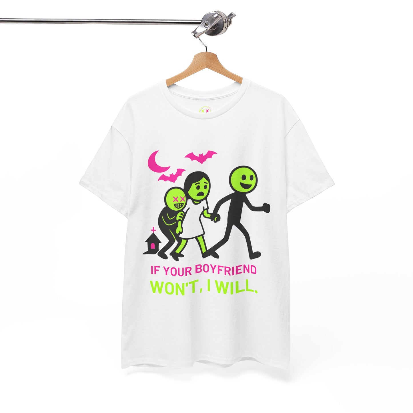 Unisex Heavy Cotton Tee - Playful Halloween Humor T-Shirt for Friends, Gifts, Parties, Celebrations
