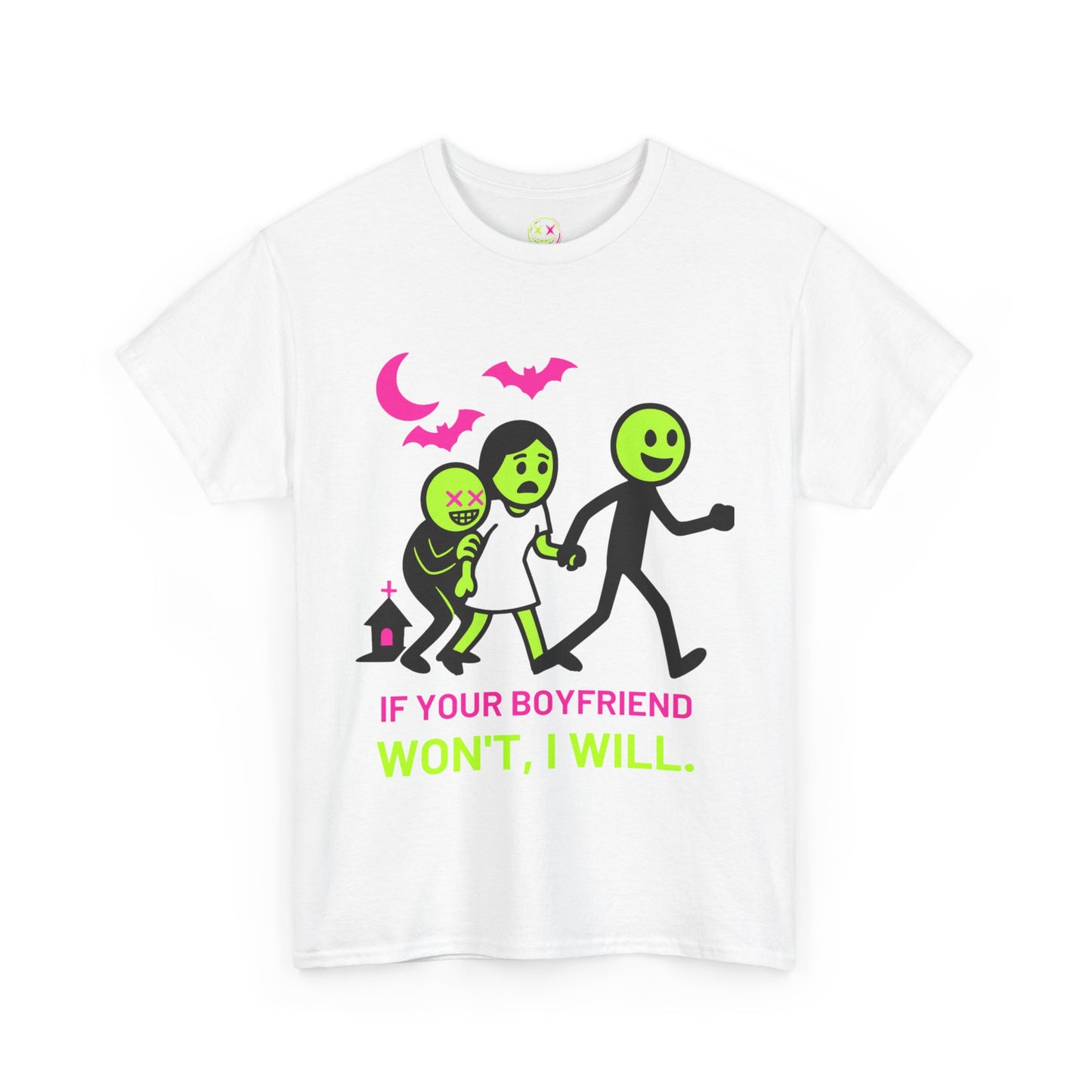 Unisex Heavy Cotton Tee - Playful Halloween Humor T-Shirt for Friends, Gifts, Parties, Celebrations