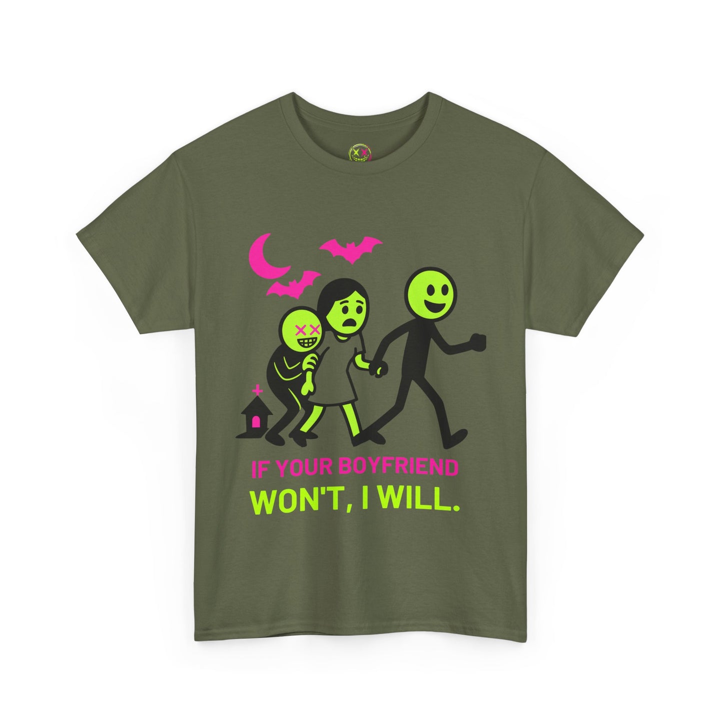Unisex Heavy Cotton Tee - Playful Halloween Humor T-Shirt for Friends, Gifts, Parties, Celebrations