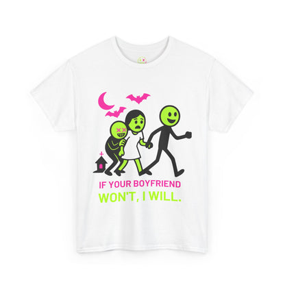 Unisex Heavy Cotton Tee - Playful Halloween Humor T-Shirt for Friends, Gifts, Parties, Celebrations