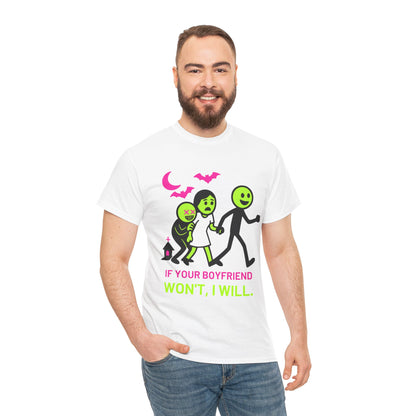 Unisex Heavy Cotton Tee - Playful Halloween Humor T-Shirt for Friends, Gifts, Parties, Celebrations