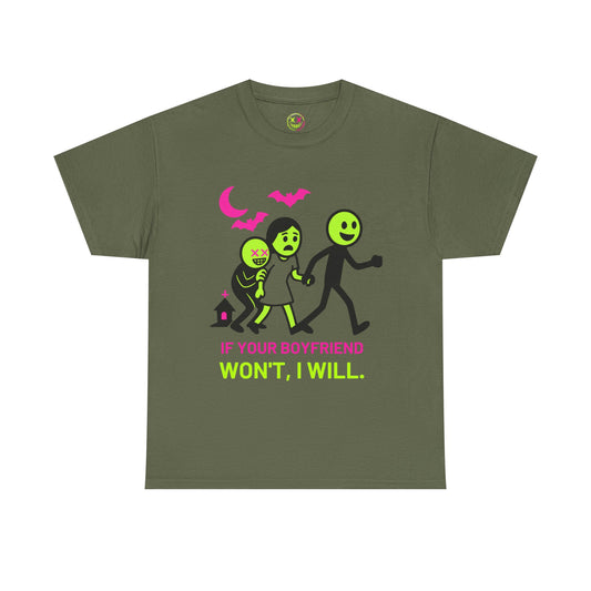 Unisex Heavy Cotton Tee - Playful Halloween Humor T-Shirt for Friends, Gifts, Parties, Celebrations