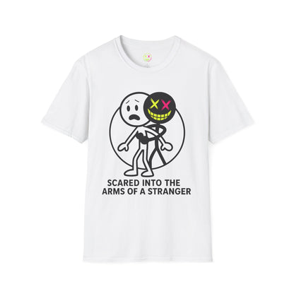 🕷️ Scared Into the Arms of a Stranger – Unisex Graphic Tee