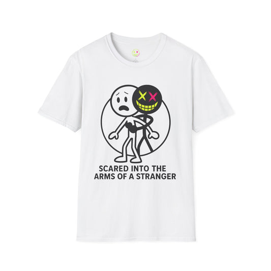🕷️ Scared Into the Arms of a Stranger – Unisex Graphic Tee