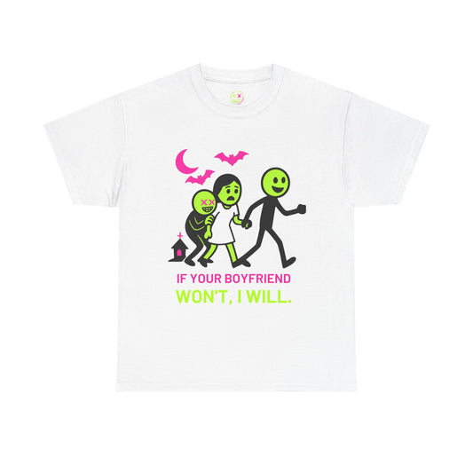 Unisex Heavy Cotton Tee - Playful Halloween Humor T-Shirt for Friends, Gifts, Parties, Celebrations